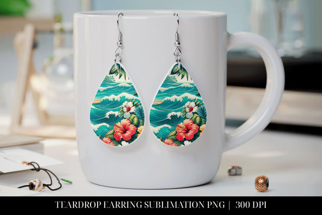 Beach Earrings | Summer Teardrop Earring Sublimation Sublimation BijouBay 