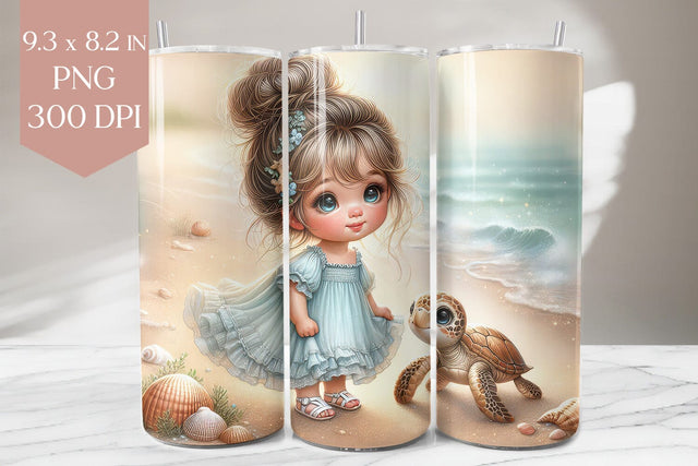 Beach Girl and Sea Turtle Sublimation Sublimation BijouBay 