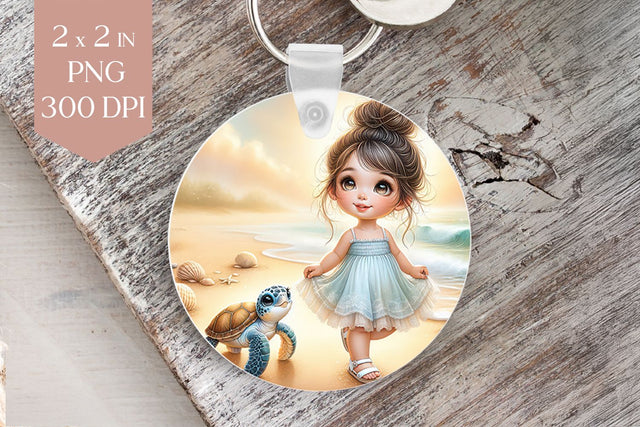 Beach Girl and Turtle Sublimation PNG Sublimation BijouBay 