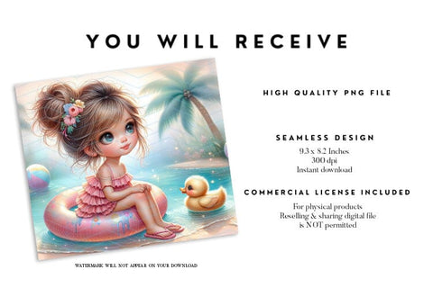 Beach Girl Tumbler Wrap PNG, 20oz Summer Duck Tumbler Design Sublimation BijouBay 