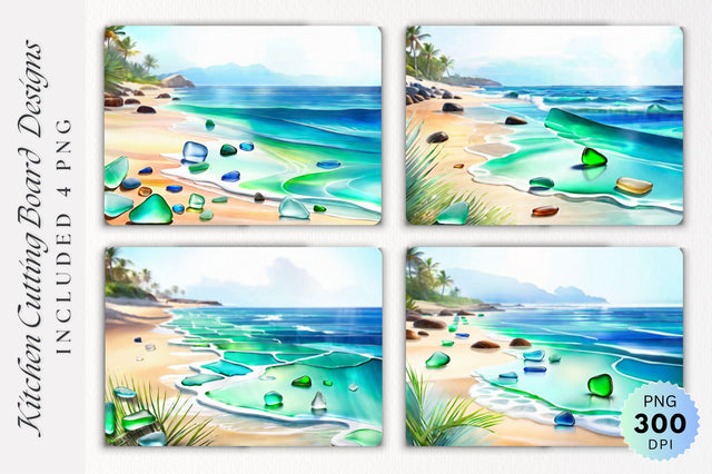 Beach Glass Cutting Board PNG Design Sublimation Regulrcrative 