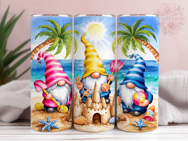 Beach Gnomes 20oz Tumbler Wrap PNG, Summer Gnome Tumbler Png, Straight & Tapered Tumbler Wrap, Instant Digital Download Sublimation Li Zamperini 