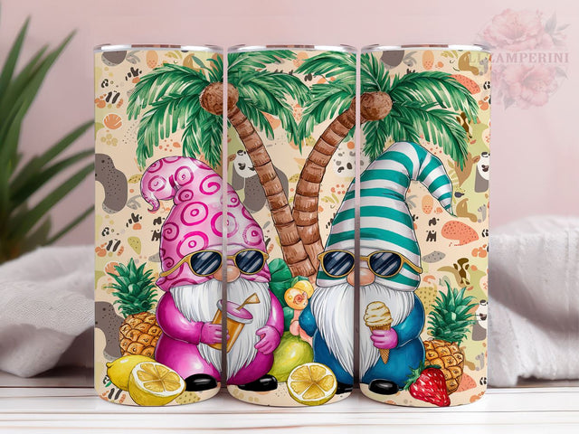 Beach Gnomes 20oz Tumbler Wrap PNG, Summer Gnome Tumbler Png, Straight & Tapered Tumbler Wrap, Instant Digital Download Sublimation Li Zamperini 