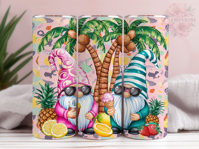 Beach Gnomes 20oz Tumbler Wrap PNG, Summer Gnome Tumbler Png, Straight & Tapered Tumbler Wrap, Instant Digital Download Sublimation Li Zamperini 