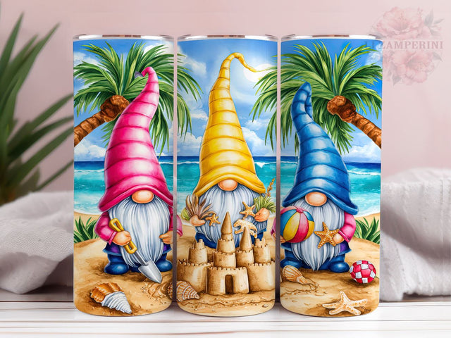 Beach Gnomes 20oz Tumbler Wrap PNG, Summer Gnome Tumbler Png, Straight & Tapered Tumbler Wrap, Instant Digital Download Sublimation Li Zamperini 