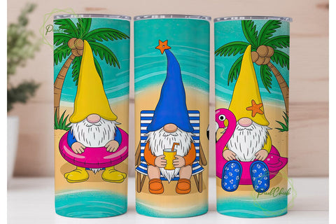 Beach Gnomes 20oz Tumbler Wrap Sublimation PixelChick 