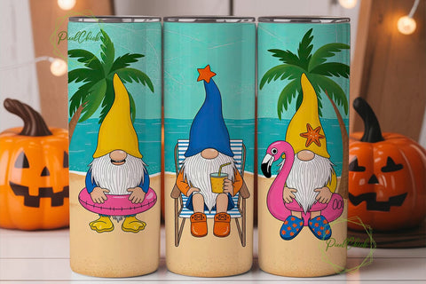 Beach Gnomes 20oz Tumbler Wrap Sublimation PixelChick 