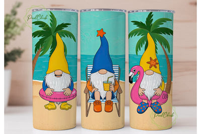 Beach Gnomes 20oz Tumbler Wrap Sublimation PixelChick 