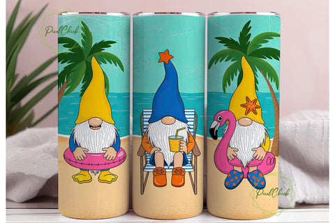Beach Gnomes 20oz Tumbler Wrap Sublimation PixelChick 