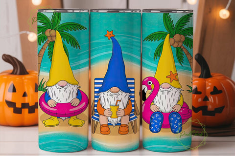 Beach Gnomes 20oz Tumbler Wrap Sublimation PixelChick 