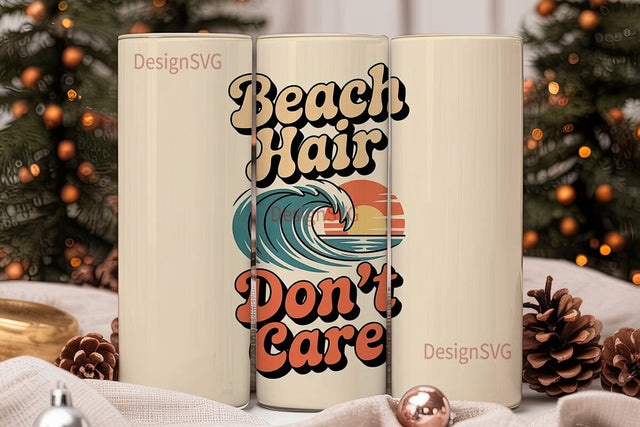 Beach Hair Don't Care 20oz Tumbler Wrap Sublimation DesignSVG 