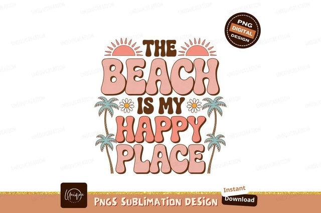 Beach happy place retro sunset palms image Sublimation Designangry 
