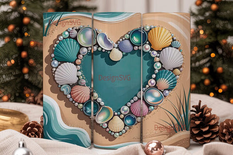 Beach Heart 20oz Tumbler Wrap Sublimation DesignSVG 
