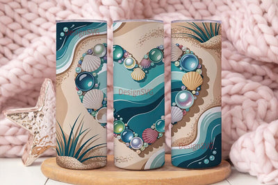 Beach Heart 20oz Tumbler Wrap Sublimation DesignSVG 