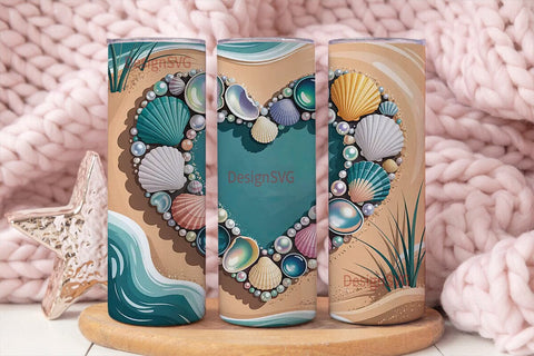 Beach Heart 20oz Tumbler Wrap Sublimation DesignSVG 