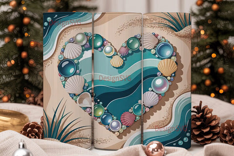 Beach Heart 20oz Tumbler Wrap Sublimation DesignSVG 