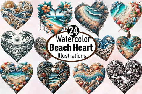 Beach Heart Clipart Bundle Sublimation SVGArt 