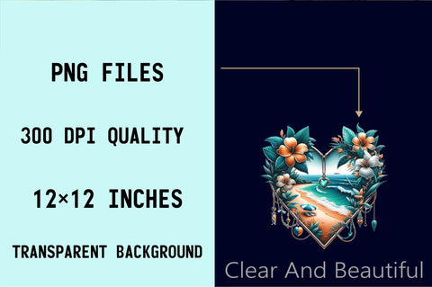 Beach Heart Clipart Bundle Sublimation SVGArt 