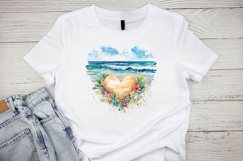 Beach Heart Watercolor Clipart Bundle Sublimation Designangry 