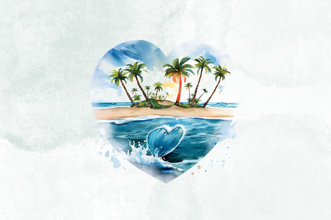 Beach Heart Watercolor Clipart Bundle Sublimation Designangry 