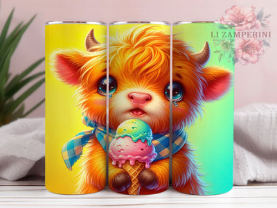 Beach Highland Cow 20oz Tumbler, Adorable Highland Cow, Big Cow Design, Cow On The Beach, Summer Vibes PNG, 20oz Tumbler Wrap, Playful Cow Sublimation Sublimation Li Zamperini 