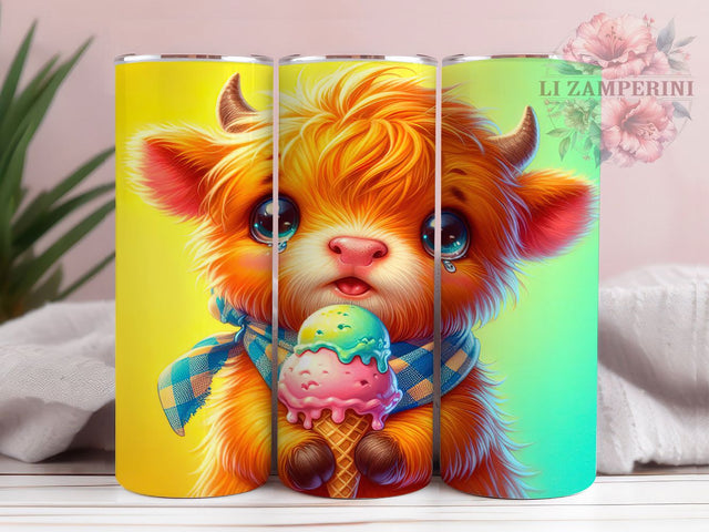 Beach Highland Cow 20oz Tumbler, Adorable Highland Cow, Big Cow Design, Cow On The Beach, Summer Vibes PNG, 20oz Tumbler Wrap, Playful Cow Sublimation Sublimation Li Zamperini 