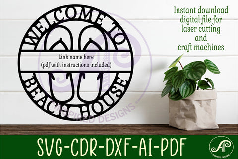 Beach House Name Sign Personalized Flip Flops Family SVG SVG APInspireddesigns 