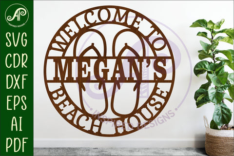 Beach House Name Sign Personalized Flip Flops Family SVG SVG APInspireddesigns 