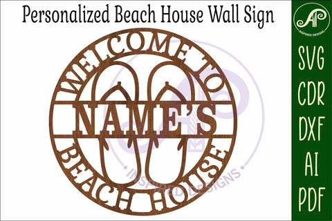 Beach House Name Sign Personalized Flip Flops Family SVG SVG APInspireddesigns 