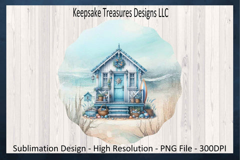 Beach House Wind Spinner, Summer Wind Spinner PNG Sublimation Design, Ocean Theme, Digital Download, PNG Printable Sublimation Keepsake Treasures Designs LLC. 
