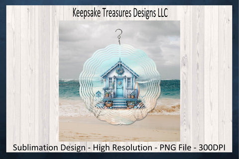 Beach House Wind Spinner, Summer Wind Spinner PNG Sublimation Design, Ocean Theme, Digital Download, PNG Printable Sublimation Keepsake Treasures Designs LLC. 