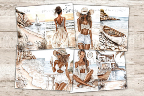 Beach Junk Journal Kit | Coastal Ephemera | Ocean Scrapbook SVG GlamArtZhanna 