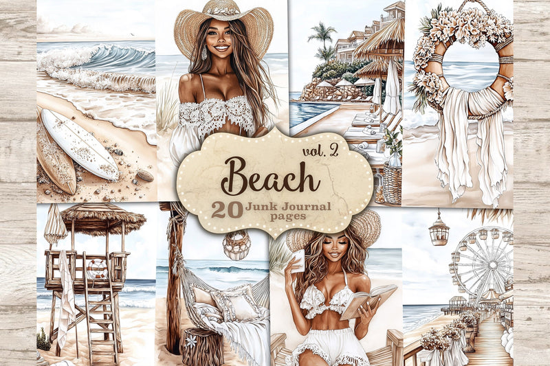 Beach Junk Journal Kit | Coastal Ephemera | Ocean Scrapbook SVG GlamArtZhanna 