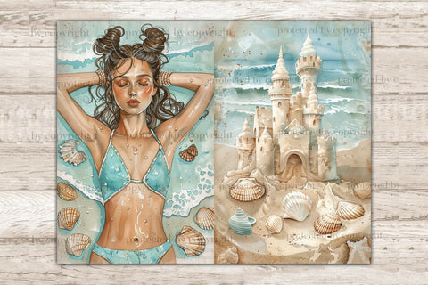 Beach Junk Journal Page | Summer Printable Paper SVG GlamArtZhanna 