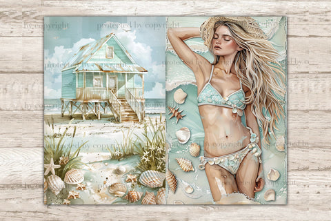 Beach Junk Journal Page | Summer Printable Paper SVG GlamArtZhanna 