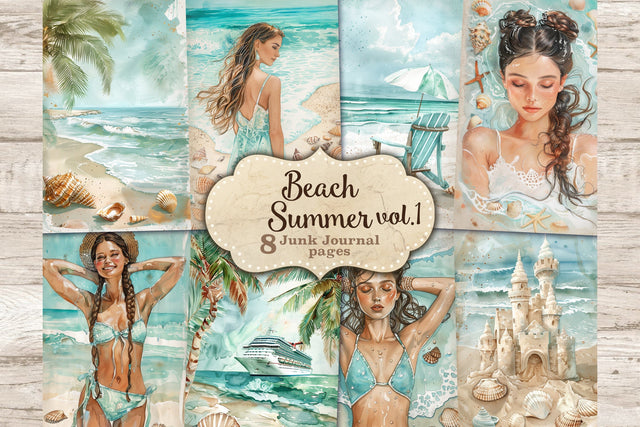 Beach Junk Journal Page | Summer Printable Paper SVG GlamArtZhanna 