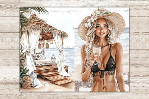 Beach Junk Journal Pages | Summer Digital Collage Sheets SVG GlamArtZhanna 