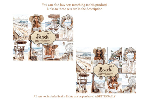 Beach Junk Journal Pages | Summer Digital Collage Sheets SVG GlamArtZhanna 