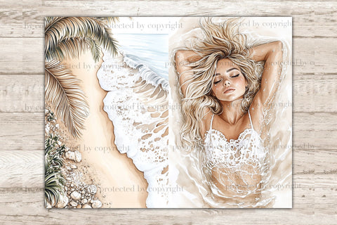 Beach Junk Journal Pages | Summer Digital Collage Sheets SVG GlamArtZhanna 