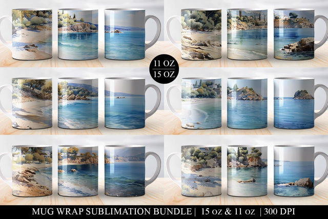 Beach Landscape Mug Sublimation Bundle - 15 & 11 oz Sublimation BijouBay 