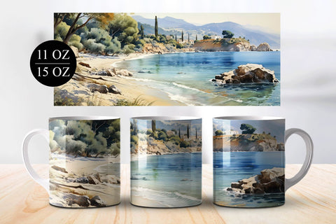 Beach Landscape Mug Sublimation Bundle - 15 & 11 oz Sublimation BijouBay 