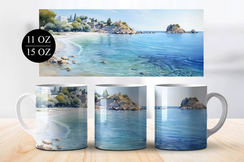 Beach Landscape Mug Sublimation Bundle - 15 & 11 oz Sublimation BijouBay 