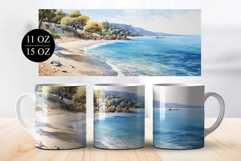 Beach Landscape Mug Sublimation Bundle - 15 & 11 oz Sublimation BijouBay 