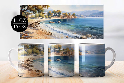 Beach Landscape Mug Sublimation Bundle - 15 & 11 oz Sublimation BijouBay 