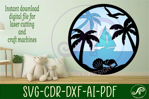 Beach layered wall art sign, SVG file. vector file SVG APInspireddesigns 