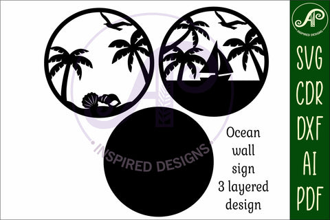 Beach layered wall art sign, SVG file. vector file SVG APInspireddesigns 