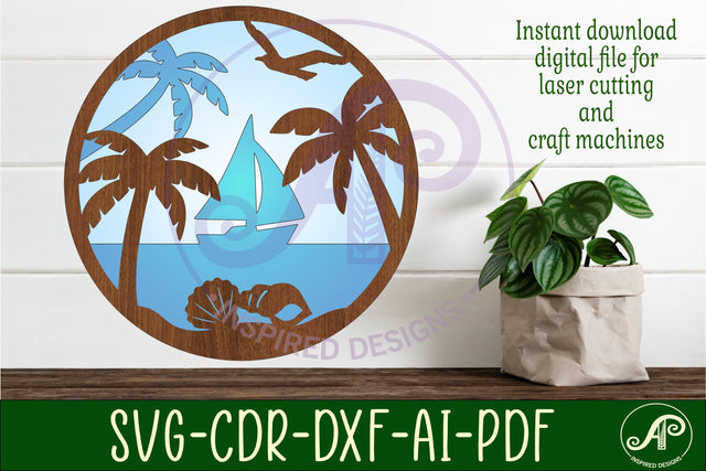 Beach layered wall art sign, SVG file. vector file SVG APInspireddesigns 