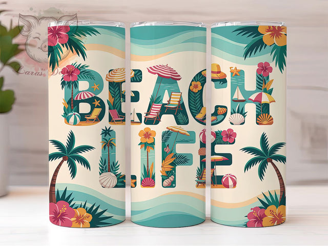 Beach Life 20oz Tumbler Wrap, Coastal Summer Sublimation, Ocean Lifestyle PNG, 20oz Tumbler Wrap, Tropical Vacation Design, Rustic Beach Sublimation, Seaside Lifestyle Wrap Sublimation Lara' s Designs 
