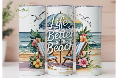 Beach Life 20oz Tumbler Wrap Sublimation PixelChick 