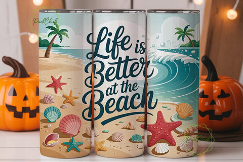 Beach Life 20oz Tumbler Wrap Sublimation PixelChick 